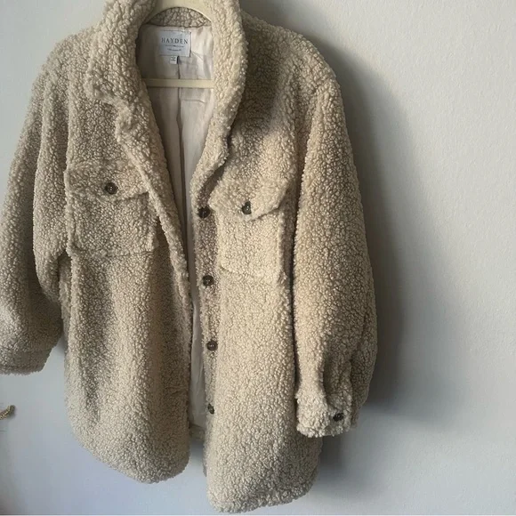 Hayden Sherpa Button Shaket in Cream Large - Picture 8 of 14